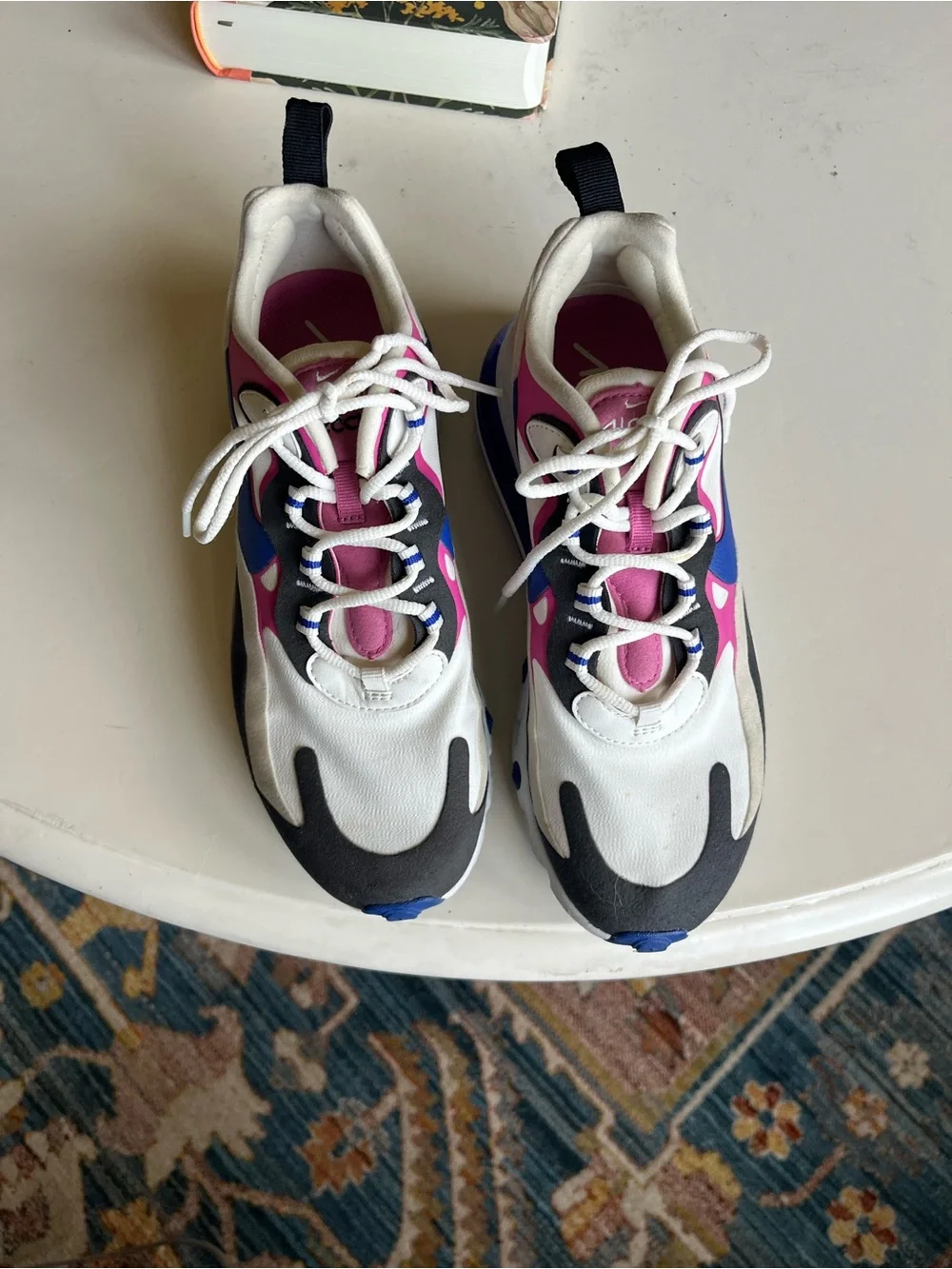 Nike Air Max 270 React 💫 White Pink & Blue Sz 7